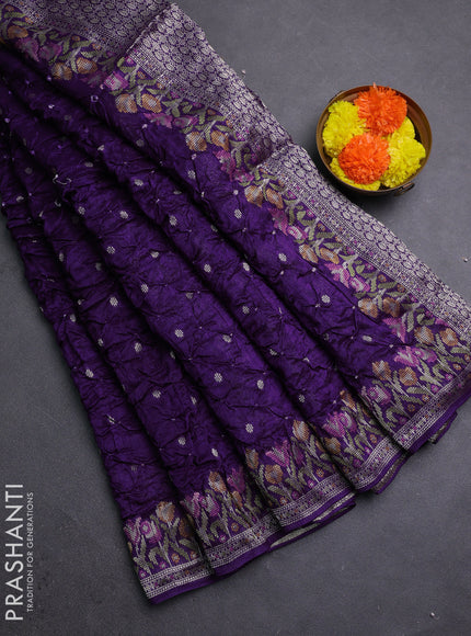 Violet Bandhani Silk Saree