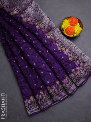 Violet Bandhani Silk Saree