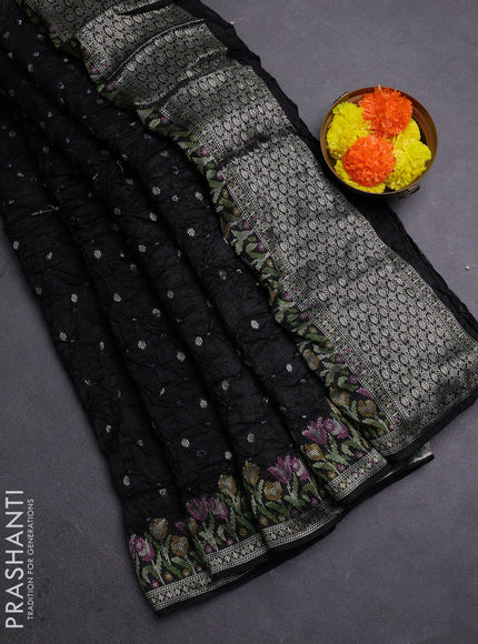 Black Bandhani Silk Saree