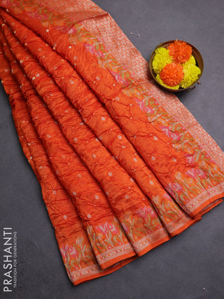 Orange Bandhani Silk Saree