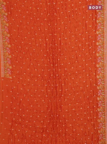Orange Bandhani Silk Saree