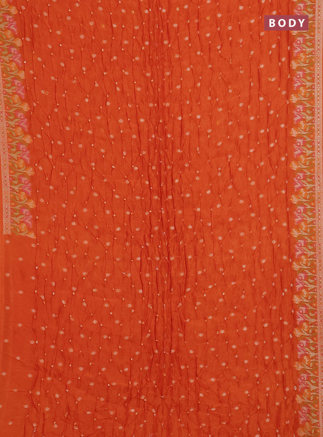 Orange Bandhani Silk Saree