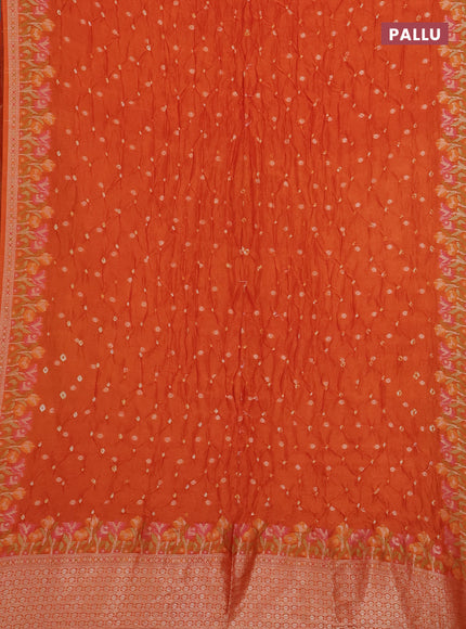 Orange Bandhani Silk Saree