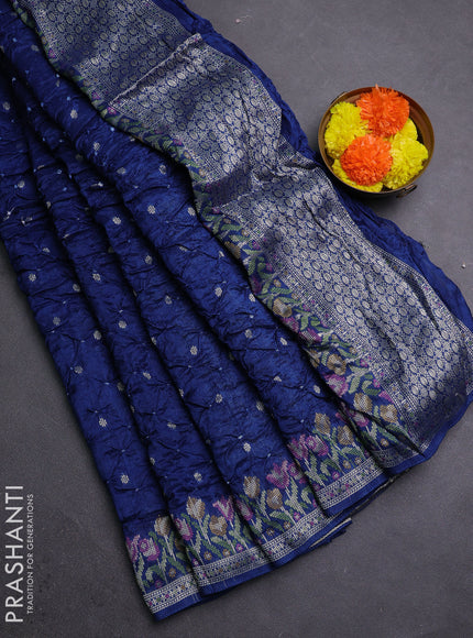 Peacock Blue Bandhani Silk Saree