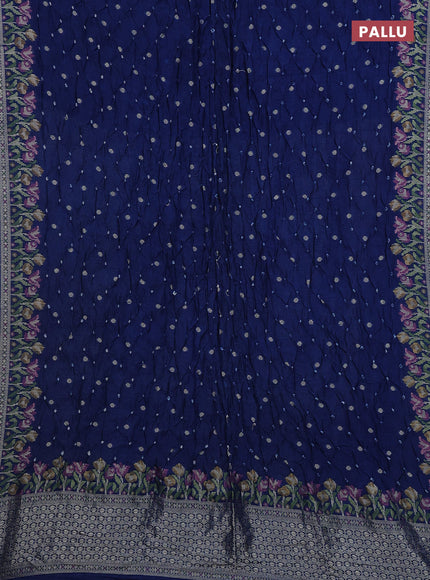 Peacock Blue Bandhani Silk Saree