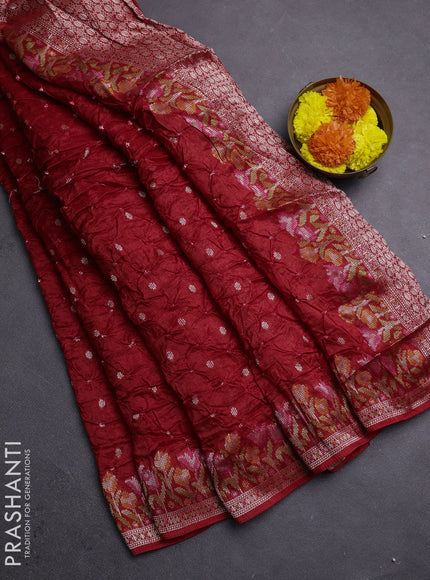 Red Bandhani Silk Saree