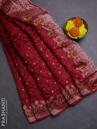 Red Bandhani Silk Saree