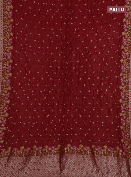 Red Bandhani Silk Saree