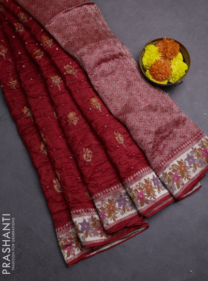 Red Bandhani Silk Saree