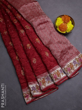 Red Bandhani Silk Saree