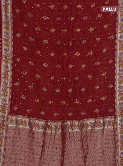 Red Bandhani Silk Saree