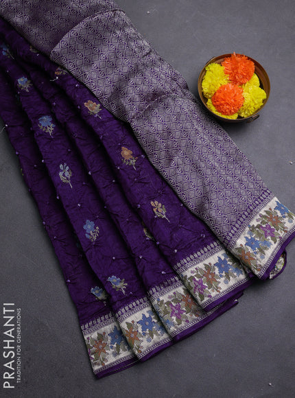 Violet Bandhani Silk Saree