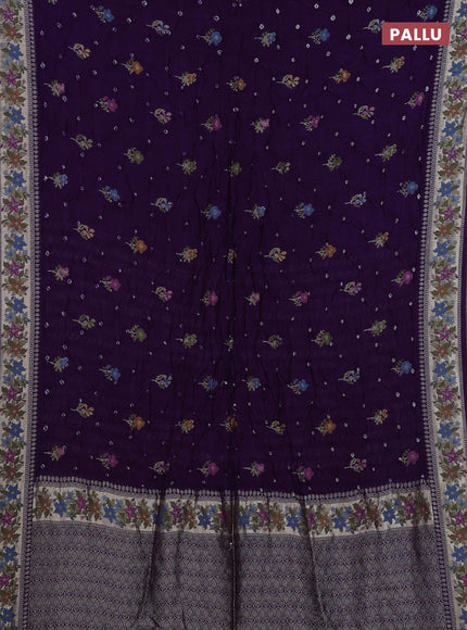 Violet Bandhani Silk Saree