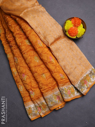 Mango Yellow Bandhani Silk Saree