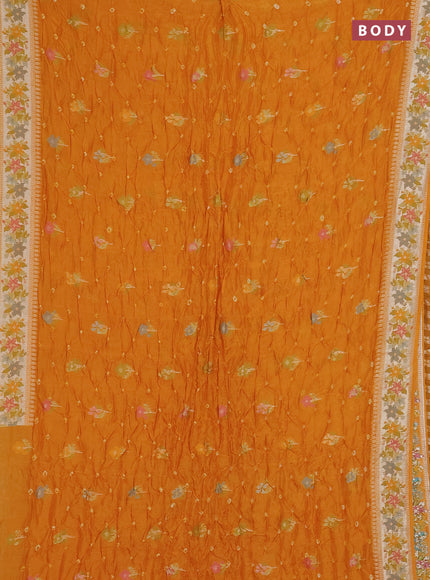 Mango Yellow Bandhani Silk Saree