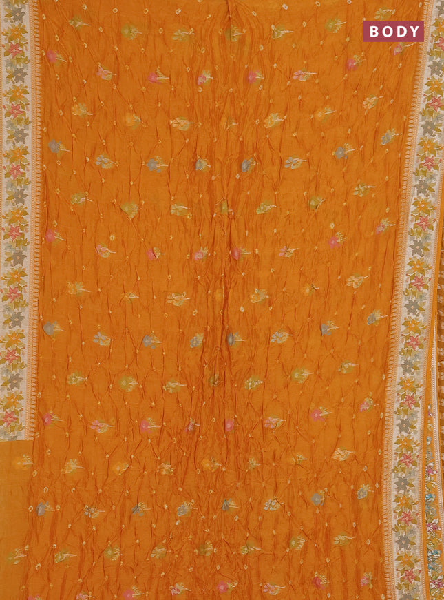 Mango Yellow Bandhani Silk Saree