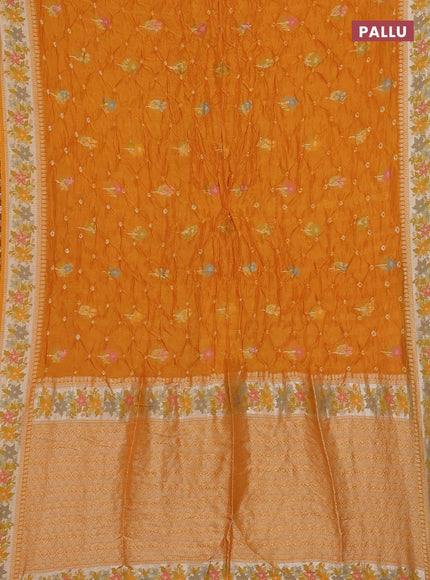 Mango Yellow Bandhani Silk Saree