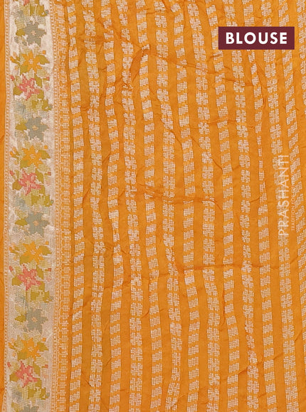 Mango Yellow Bandhani Silk Saree