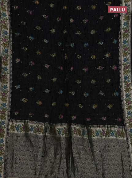 Black Bandhani Silk Saree