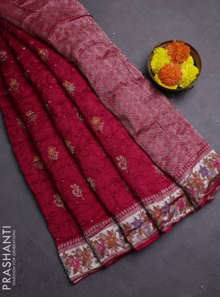 Pink Bandhani Silk Saree