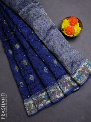 Blue Bandhani Silk Saree