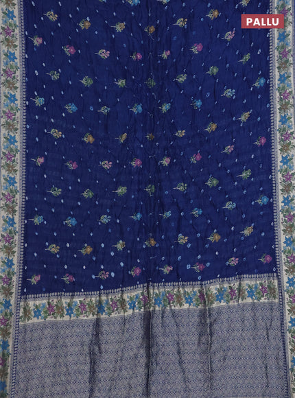 Blue Bandhani Silk Saree