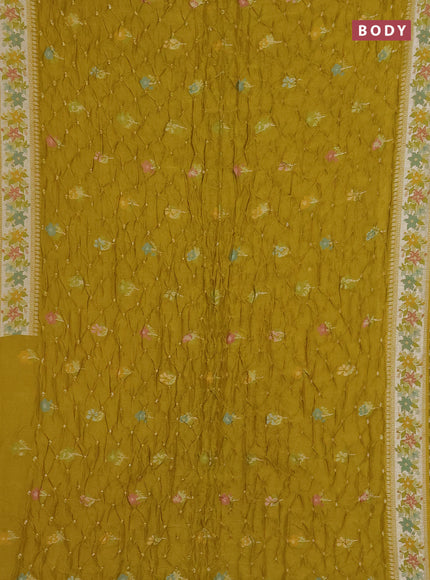 Lime Green Bandhani Silk Saree
