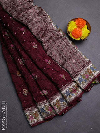 Maroon Bandhani Silk Saree
