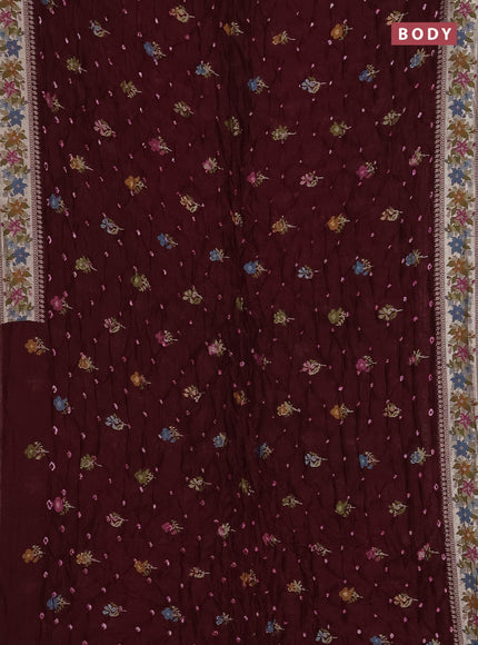 Maroon Bandhani Silk Saree