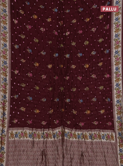 Maroon Bandhani Silk Saree