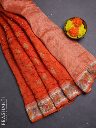 Orange Bandhani Silk Saree