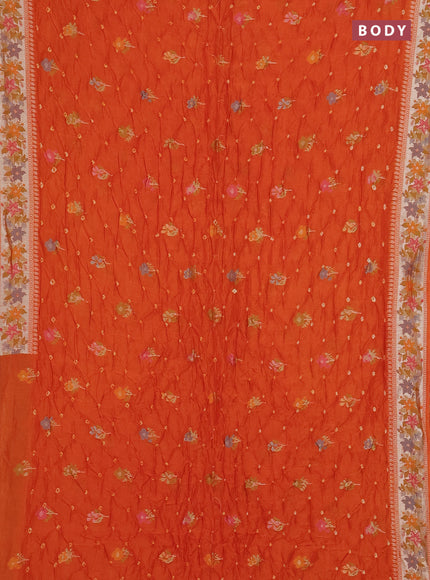 Orange Bandhani Silk Saree