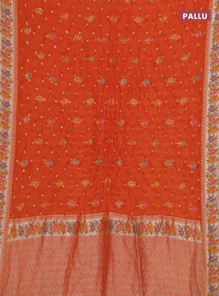 Orange Bandhani Silk Saree