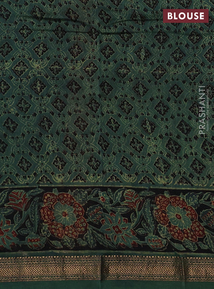 Green Maheshwari Silk Cotton Saree - Ajrakh Prints