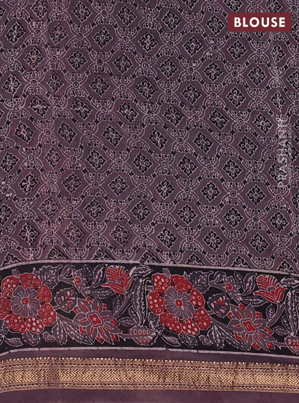 Rosy Brown Maheshwari Silk Cotton Saree - Ajrakh Prints