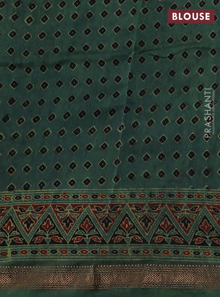 Green Maheshwari Silk Cotton Saree - Ajrakh Prints