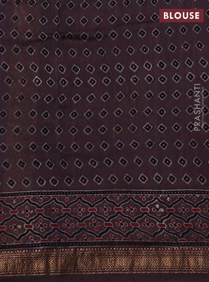 Rosy Brown Maheshwari Silk Cotton Saree - Ajrakh Prints
