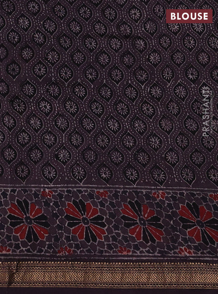 Rosy Brown Maheshwari Silk Cotton Saree - Ajrakh Prints