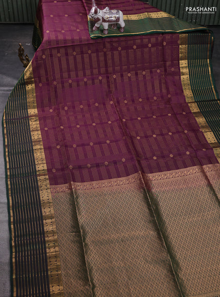 Purple & Green Kanchipuram Soft Silk - Checks