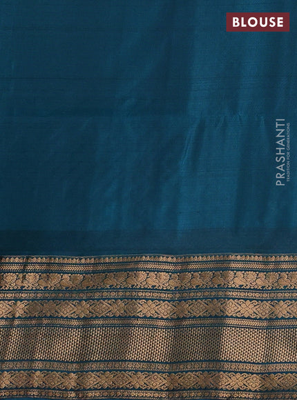 Rust & Teal Green Kanchipuram Soft Silk - Checks