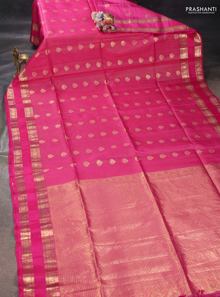 Pink & Green Kanchipuram Soft Silk - Checks