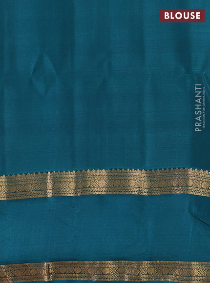 Violet & Teal Green Kanchipuram Soft Silk - Checks