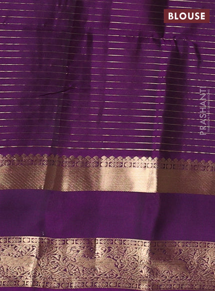 Rust & Purple Kanchipuram Soft Silk - Checks