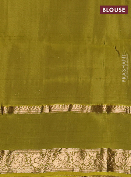Purple & Lime Yellow Kanchipuram Soft Silk - Checks