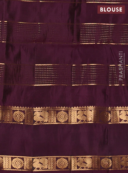 Green & Wine  Kanchipuram Soft Silk - Checks