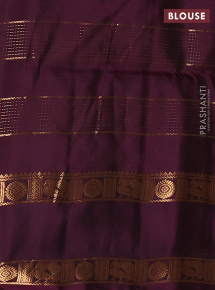 Magenta Pink & Wine  Kanchipuram Soft Silk - Checks