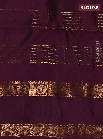 Teal Green & Wine  Kanchipuram Soft Silk - Checks