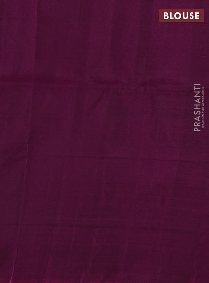 Navy Blue & Magenta Pink Kanchipuram Soft Silk - Checks