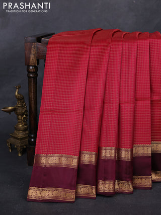 Maroon & Wine  Kanchipuram Soft Silk - Checks