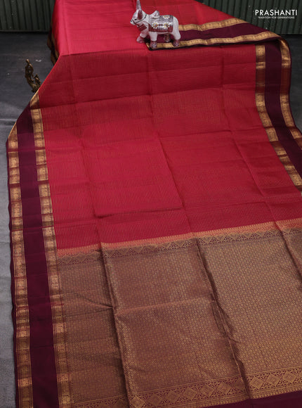 Maroon & Wine  Kanchipuram Soft Silk - Checks